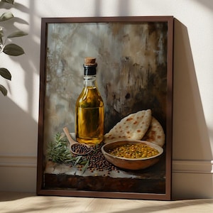 Rustic Arabic Culinary Art Print - Middle Eastern Food Wall Decor