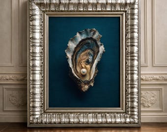 Vintage Oyster Oil Painting Print – Coastal Wall Art, Seafood Kitchen Decor (Digital Download)