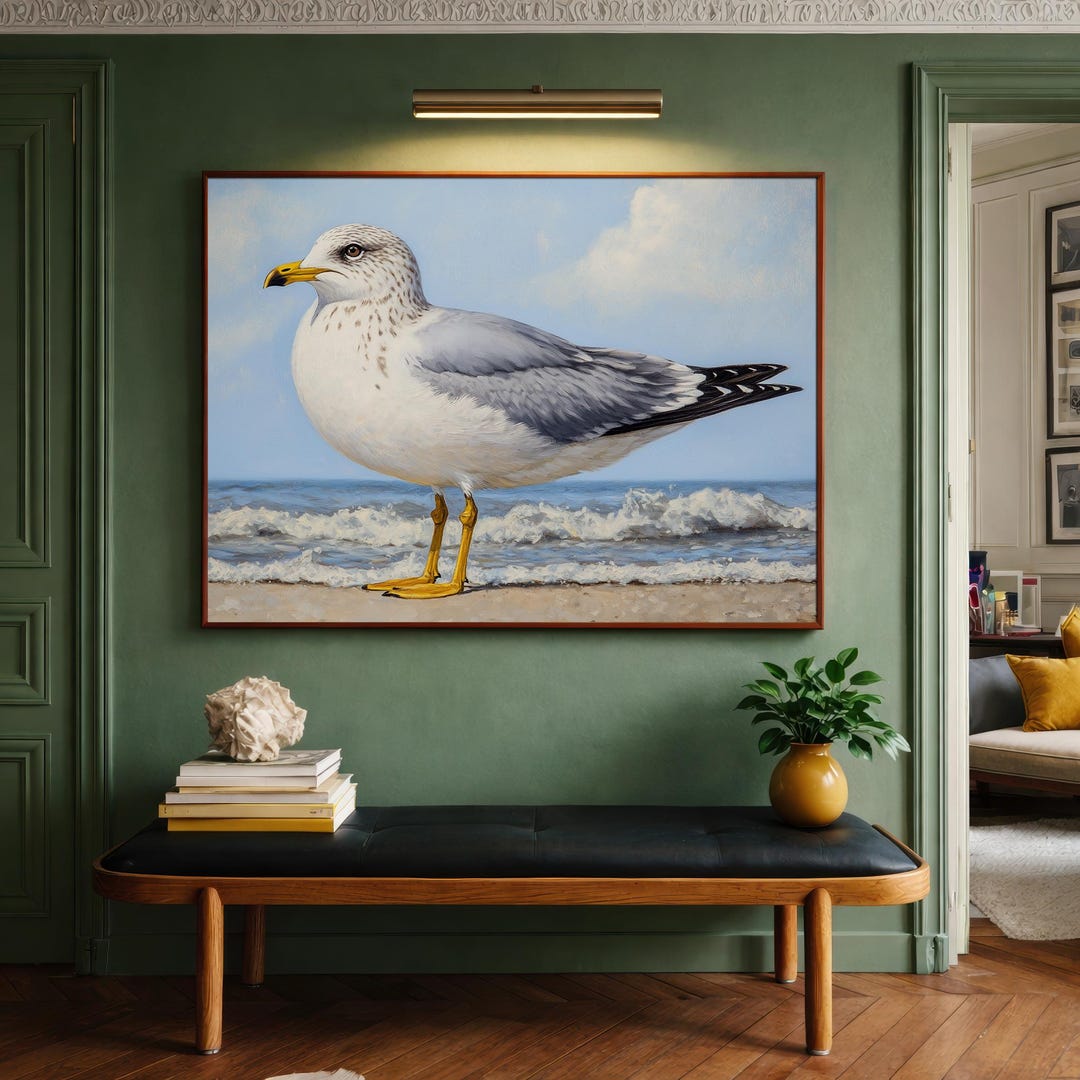Seagull Coastal Painting | Painterly Nautical Beach Wall Art - Etsy