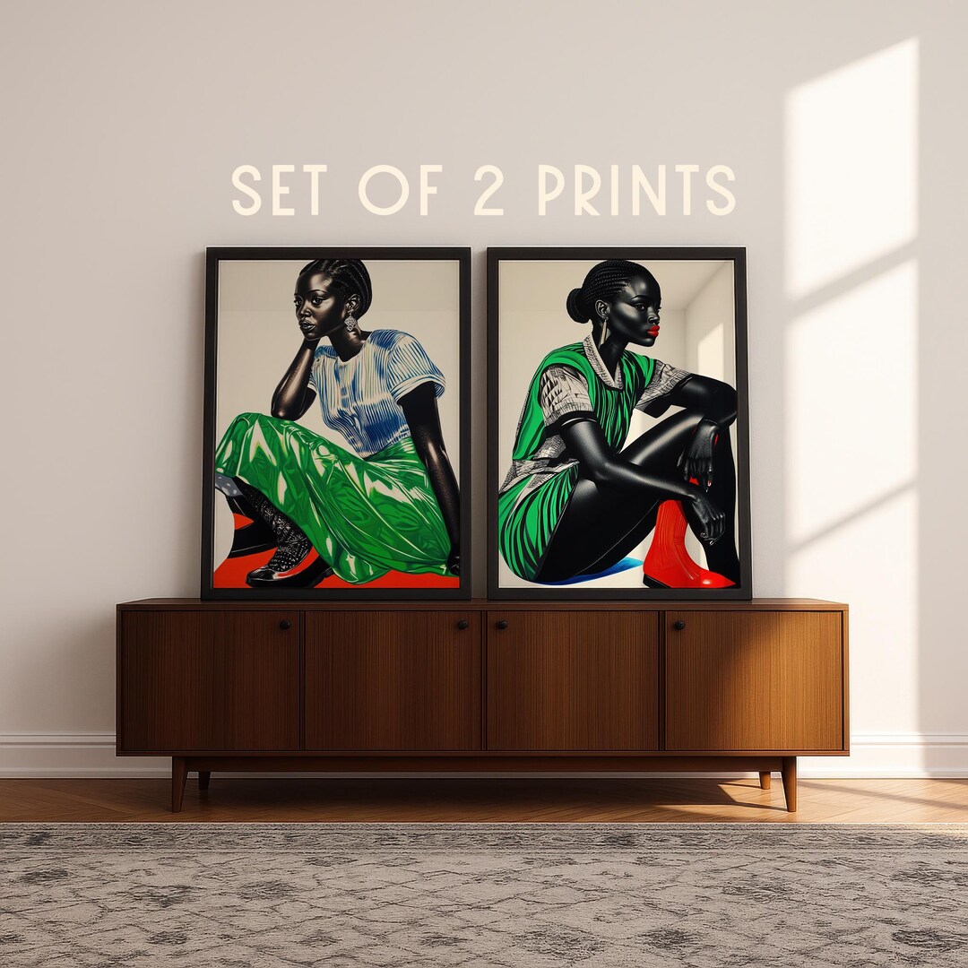 Black Woman Art Print Set | Vintage Afrocentric Wall Decor (digital ...