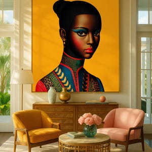 Afrocentric Wall Art, African Woman Print, Neutral Black Decor