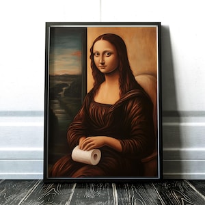 Mona Lisa bathroom art: Funny Bathroom Wall Art, Toilet Humour Gift for Artist, Funny Bathroom Print Art