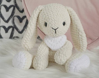 Handmade Crochet Bunny Rabbit, Baby Bunny Plush, Crochet Bunny Plushie, Stuffed Bunny Rabbit,  Easter Gift for Girl or Boy, Flower Girl Gift