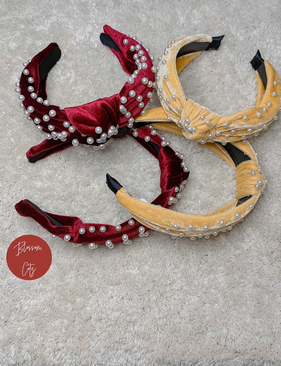 Pearl Headbands Burgundy Headband Yellow Headband Etsy UK