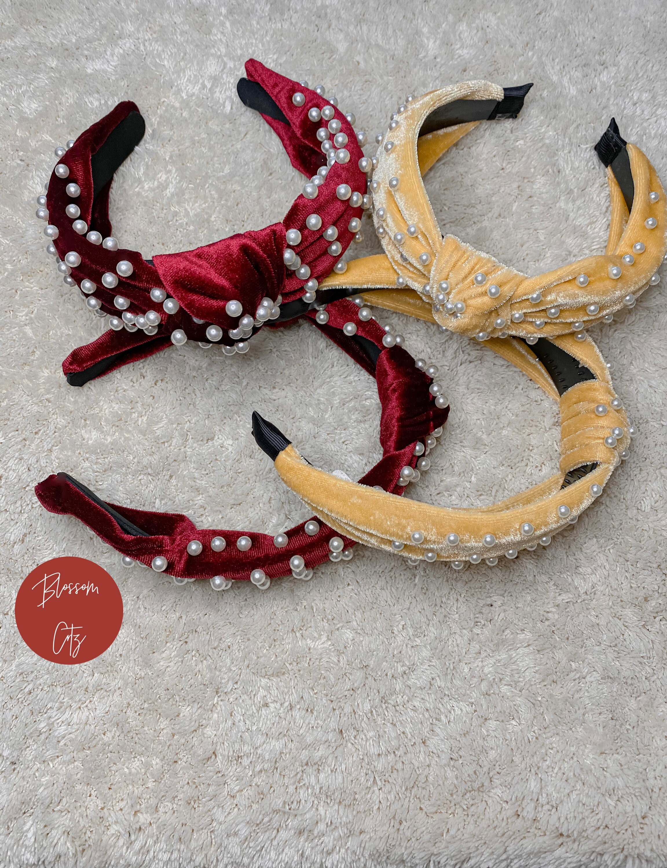 Pearl Headbands Burgundy Headband Yellow Headband Etsy UK
