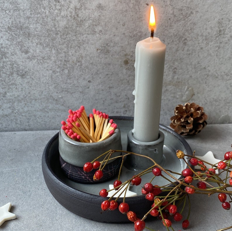 Ceramic candle holder. 15.5 cm. Candlestick, candle holder bowl image 2