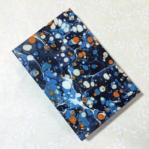 Navy, orange and blue stone pattern marble journal, marbled gift, small journal, sketchbook, stone marble pattern journal, spotty notebook