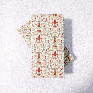 Red Fleur de Lis lined journal, Kartos decorative paper journal, small lined notebook, Florentine style journal, Italian quality paper