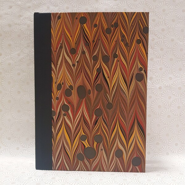 Orange and brown metallic waved gelgit marbled A5 journal, thick 150gsm paper, visual diary, hand marbled by Renato Crepaldi, sparkly gifts