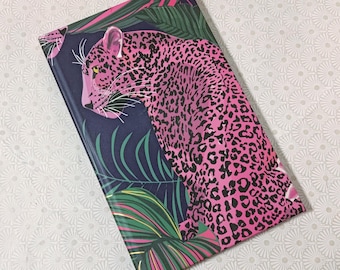 Pink Leopard Notizbuch: Florales Skizzenbuch, Geschenk für Tierliebhaber