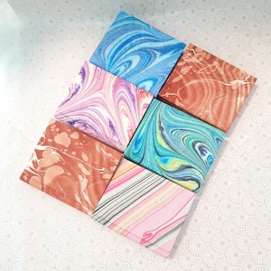 6 small marbled journals, journal set, mini notebook, sketchbook, marbled paper, set of 6 journals, marbled gifts