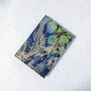 Green marbled A6 journal with 125gsm lime and emerald paper, visual diary, marbled paper, playful coloured book, sketchbook, green journal