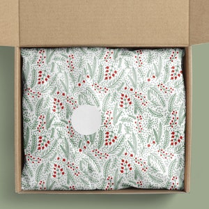 Digital Christmas tissue paper design-Colorful Botanical Christmas pattern tissue paper-Product wrapping paper-Branding stationery