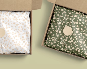Botanisch tissuepapier ontwerp-Bloemen tissue papier downloaden-Inpakpapier-Afdrukbaar verpakkingspapier voor kleine bedrijven-Branding briefpapier