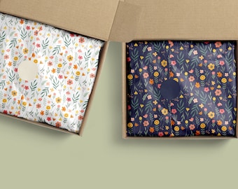 Botanisch tissuepapier ontwerp-Schattig bloemendoekpapier downloaden-Inpakpapier-Afdrukbaar verpakkingspapier voor kleine bedrijven-Kleurrijke print