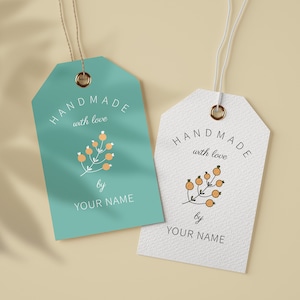 Etiketten für handgemachte Gegenstände-Personalisierte benutzerdefinierte Hangtags-Made with love tags für Handwerker-Süße kleine Business-Tags-Bearbeitbare Weihnachtsgeschenkanhänger