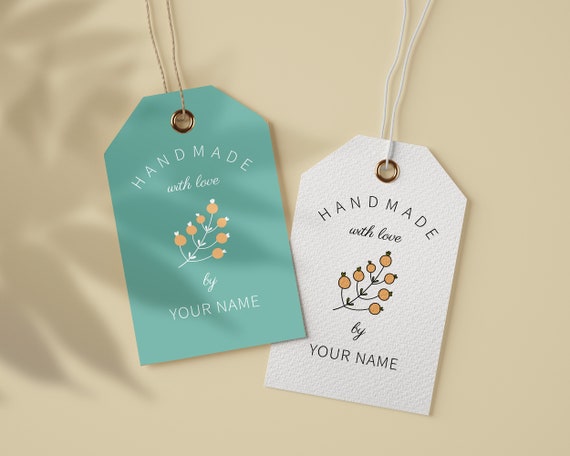 Labels for Handmade Items-personalized Custom Hang Tags-made With Love Tags  for Crafters-cute Small Business Tags-editable Holiday Gift Tags 