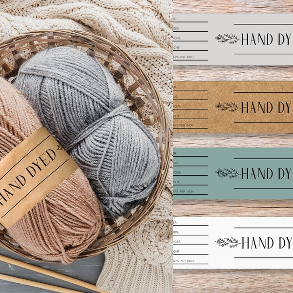 Yarn skein labels printable for hand dyed yarn-DIY label template for crochet yarn-Knitting wraparound yarn label-Download vintage fiber tag