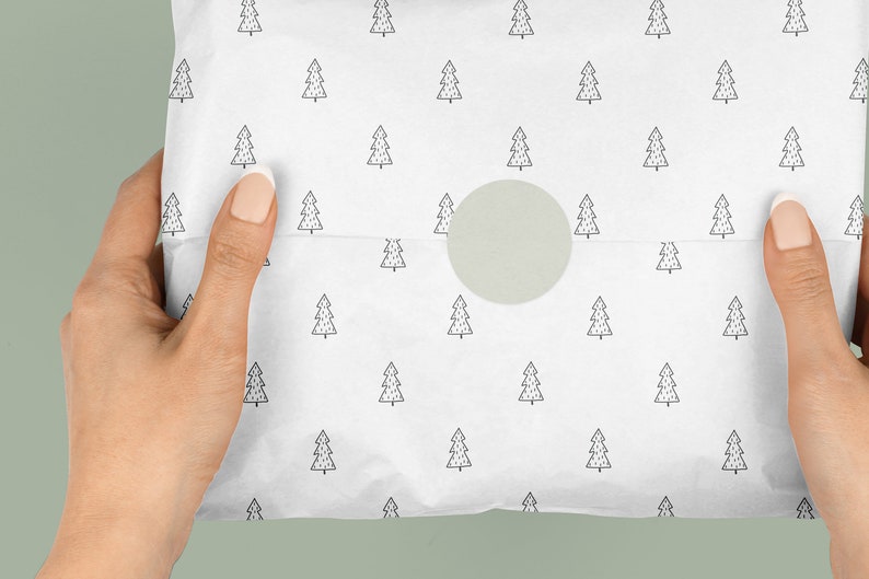 Christmas tissue paper design-Holiday tissue paper with doodle Xmas tree Scandinavian pattern for small business packaging-Commercial use image 3