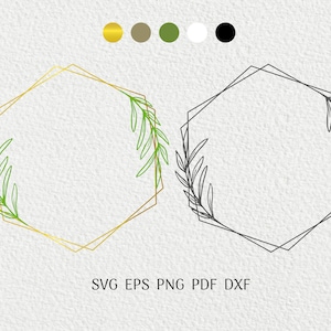 Cadre organique SVG-Couronne de feuilles décoratives svg-Beauty crafts logo frame design-Mama hexagon frame svg-Botanical frame template-Commercial use