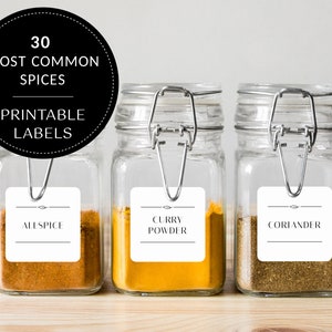 Modern spice labels square form for small  jars -Printable seasoning labels-Kitchen organization supplies-1.5 inch pantry sticker template