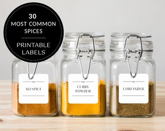 Modern spice labels square form for small  jars -Printable seasoning labels-Kitchen organization supplies-1.5 inch pantry sticker template