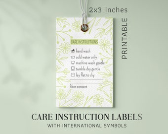 Care instruction tags for handmade knitted crochet items-Washing instructions label for craft business-How to wash download tags-For makers