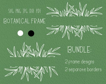 Organic leaf frame svg bundle-Organic border svg-Floral botanical divider-Small business soap packaging-Crafts branding logo-Commercial use