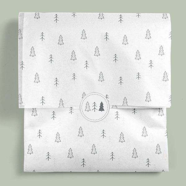 Ensemble d’autocollants de conception de papier de soie de Noël - Papier de soie de Noël avec arbre de Noël motif boisé scandinave pour petite entreprise
