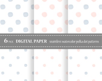 Aquarell Polka Dot Digital Paper-Seamless Polka Dot Muster-druckbare Gewebe Packpapier in Pastell für Geburt Stat Dekor, Baby-Dusche