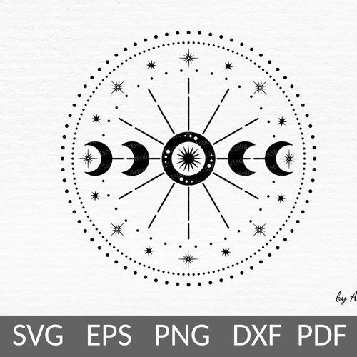 Sun Moon Svg-moon Phases Svg-lunar Witch Aesthetic-cricut - Etsy