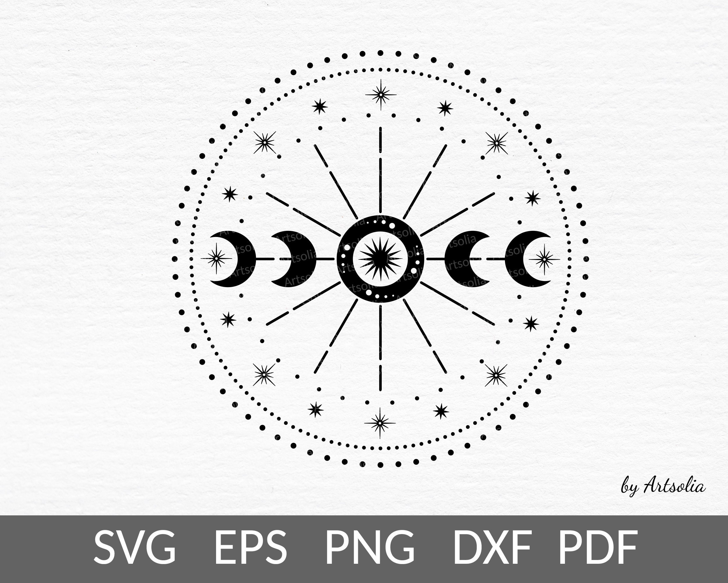 Sun moon svgMoon phases svgLunar witch aestheticCricut