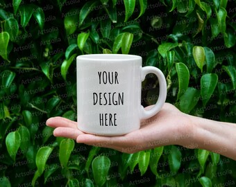 11 oz mug template-11oz coffee mug sublimation mock up-Styled white mug photo in Nature-Cup sublimation design-Mug for image placement