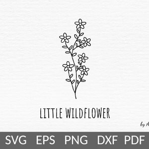 Piccolo fiore selvatico svg-Wildflower svg-Baby girl onesie svg-Clipart floreale per abbigliamento design kids room wall print-Simple svg-Uso commerciale