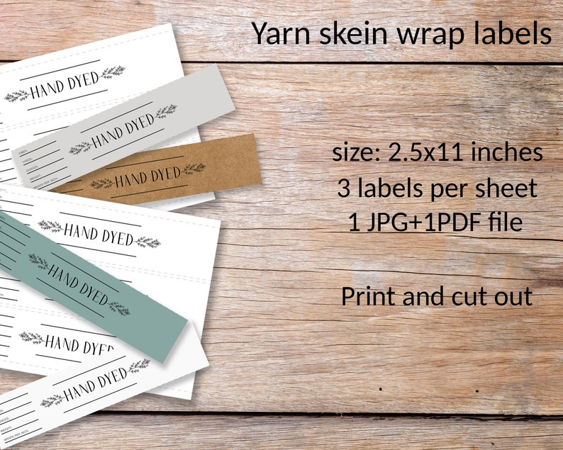 Yarn skein labels printable for hand dyed yarn-DIY label | Etsy