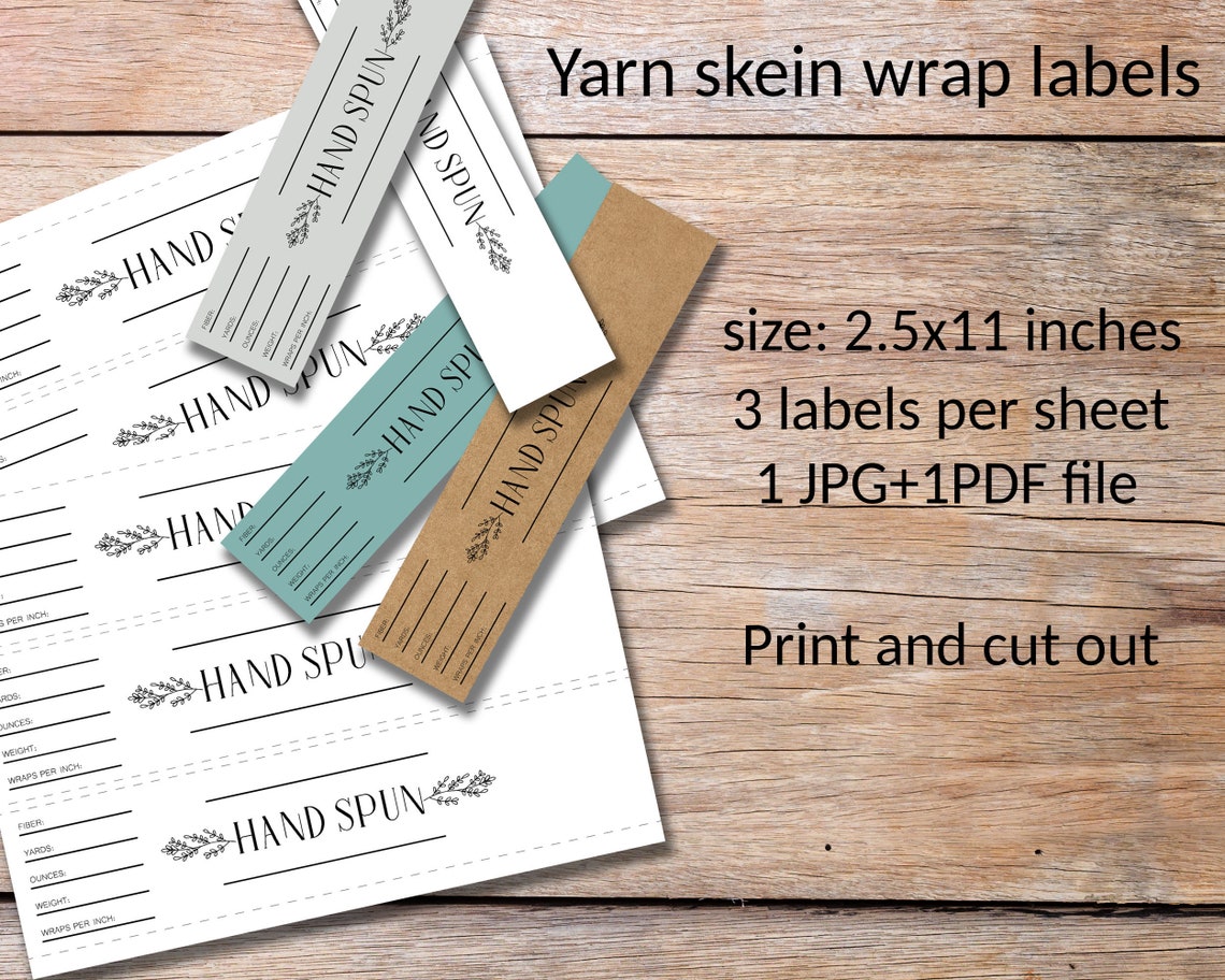 Printable yarn wrap labels for hand spun yarn diy tags for etsy