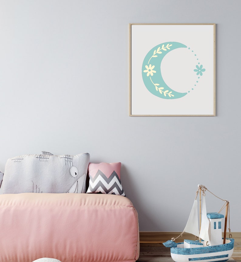 Download Floral Moon Svg For Baby Girl Onesie Little Girl T Shirt Design Cute Doodle Magical Celestial Svg For Kids Room Decor Decal Commercial Use Clip Art Art Collectibles