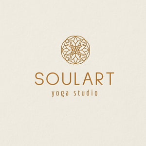 Semi custom logo design-Yoga logo design-Modern geometric logo with hearts lotus flower-Premade esoteric logo-Feminine writer blogger logo