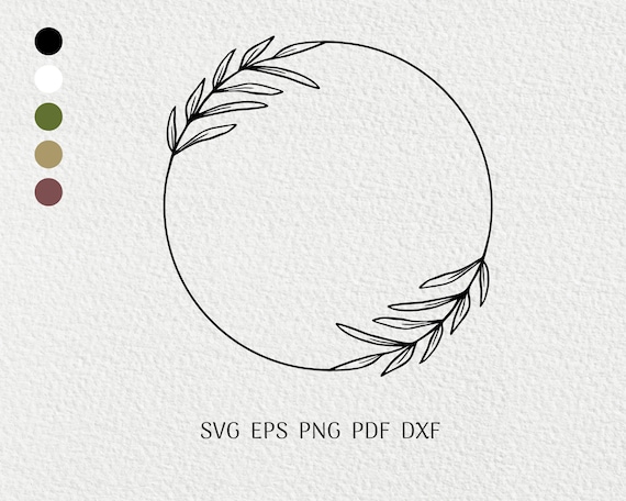 Decorative leaf wreath svg-Organic frame svg-Logo frame png template-Files for cricut silhouette cut-Botanical initial frame-Commercial use