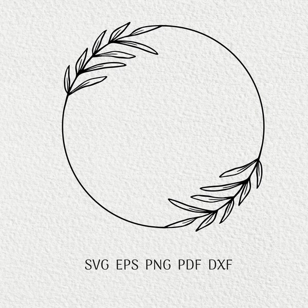 Decorative leaf wreath svg-Organic frame svg-Logo frame png template-Files for cricut silhouette cut-Botanical initial frame-Commercial use