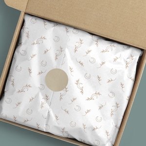 Boho tissue paper design-Moon tissue paper with branches pattern-Product wrapping paper for esoteric business-Branding stationery-Digital