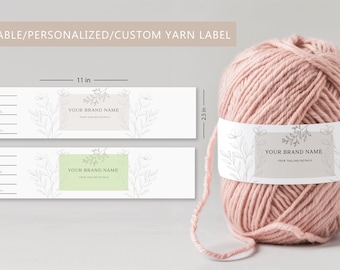 Yarn skein wrap labels for handmade items-Printable PDF wrap around labels for wool fiber-Hand spun custom labels-Personalized wrappers