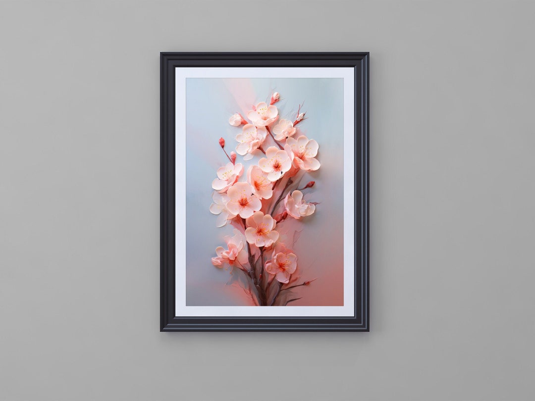 Pink Cherry Blossom Canvas Wall Art Painting-textured Palette Knife ...