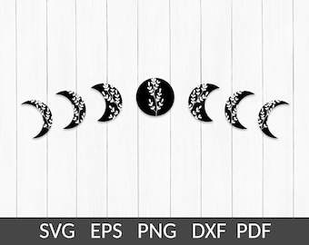 Black Moon Svg Crescent Moon Png Moon Phase Vector Witchy 