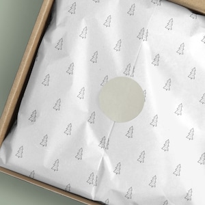 Design della carta velina di Natale-Carta velina natalizia con doodle Albero di Natale Modello scandinavo per imballaggi per piccole imprese-Uso commerciale