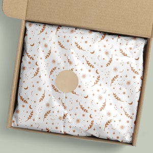 Luna e sole carta velina design-Carta velina Boho con motivo botanico stelle-Carta da imballaggio prodotto per articoli esoterici per bambini d'affari PNG