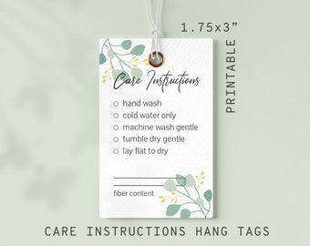 Care instructions tags for handmade knitted crochet items-Washing instructions label for craft business-How to wash download tags-For makers