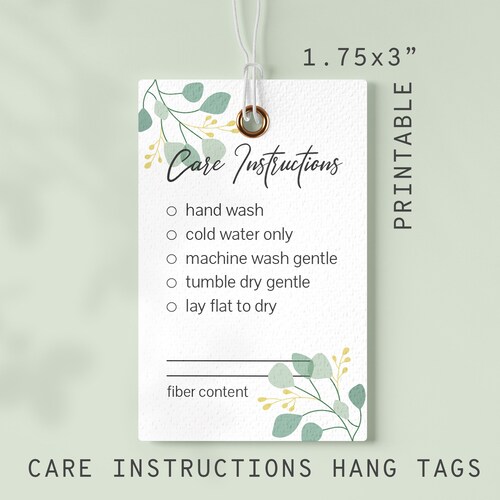 Printable Care Instruction Tags for Knitted and Crochet - Etsy