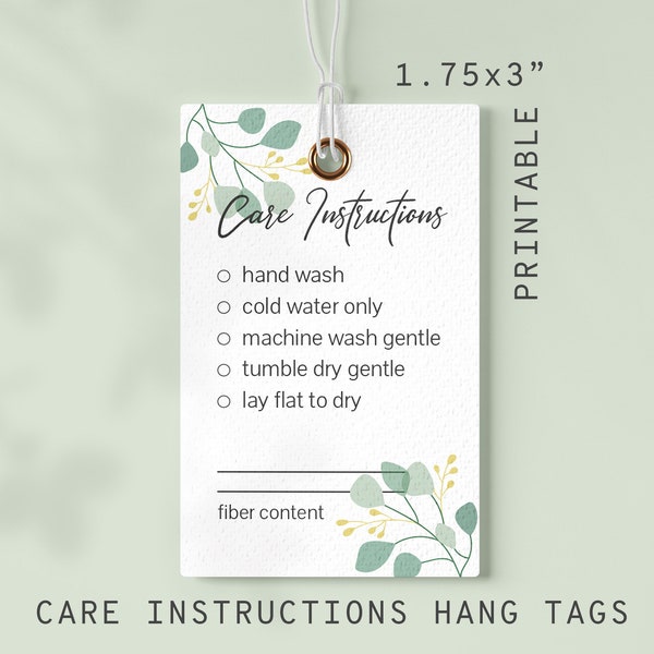 Care instructions tags for handmade knitted crochet items-Washing instructions label for craft business-How to wash download tags-For makers