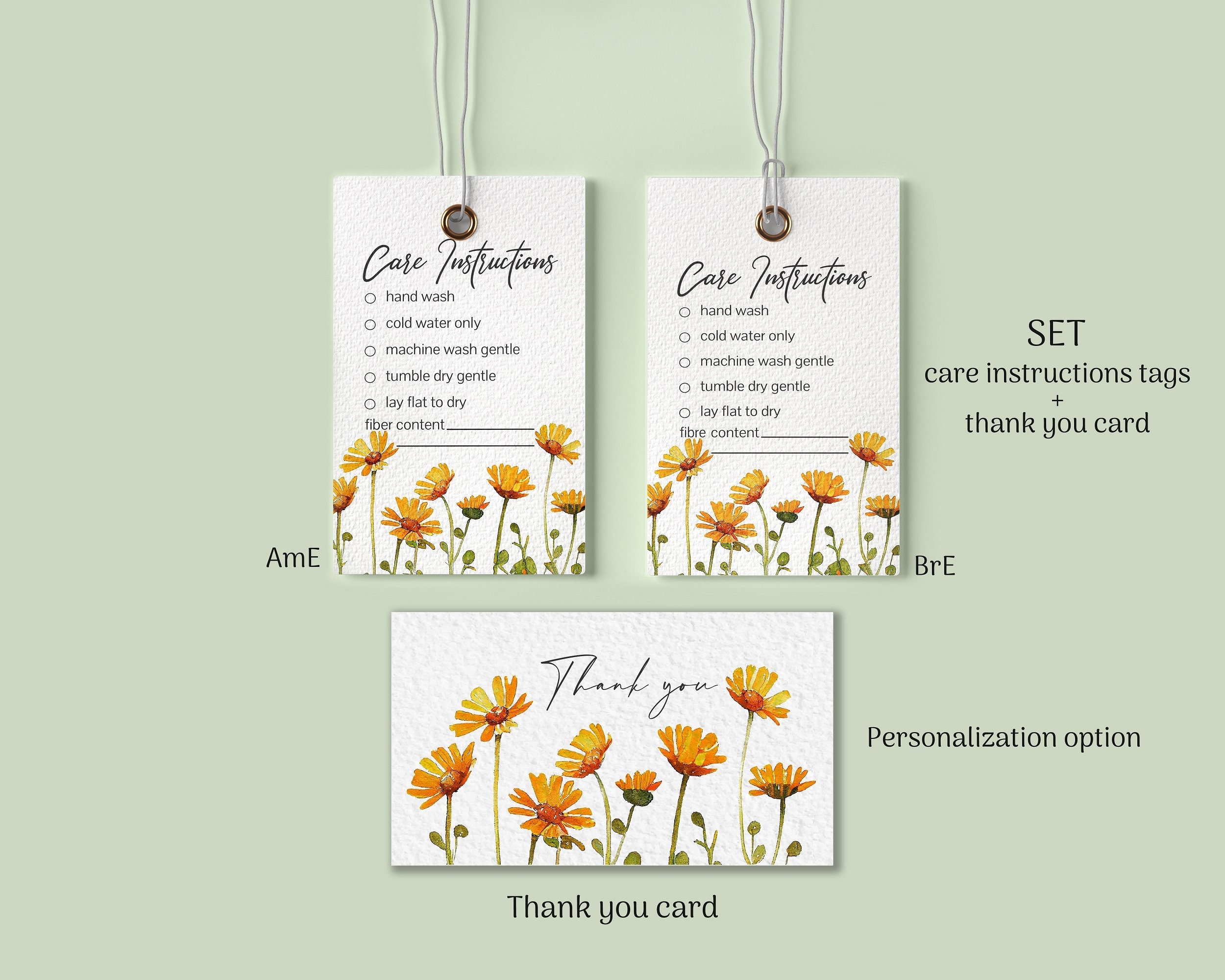 Care Instructions Tags for Handmade Knitted Crochet Items-thank You ...